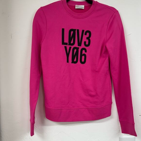 Red Valentino Hot Pink Love You Sweater Womens XS Pullover Casual Luxury Barbie - Picture 1 of 8
